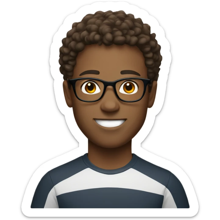 young  Man with round glasses and sportswear, short brown curly hair  sticker