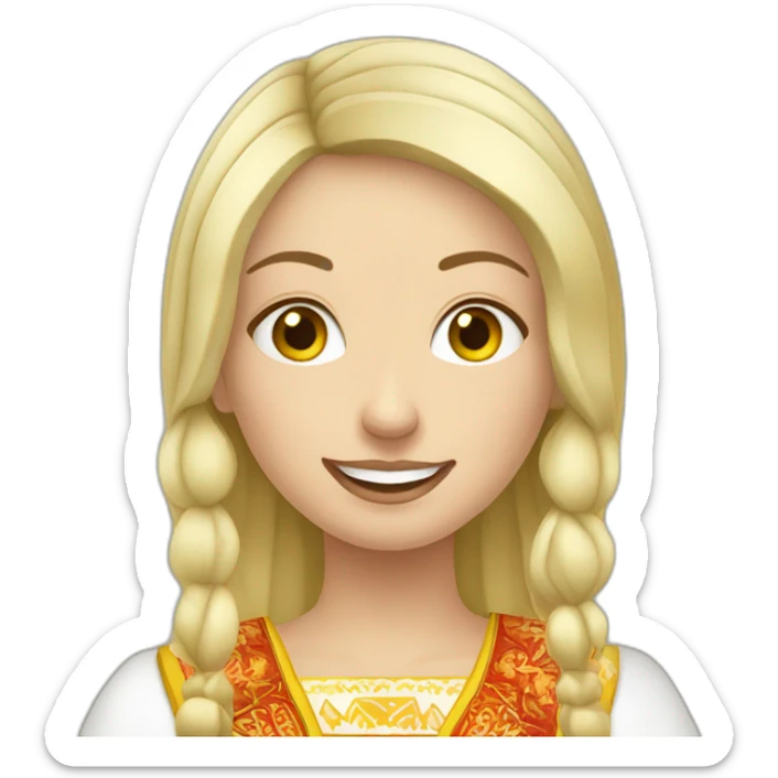 Blonde ukraine girl with traditionell clothes eating raclette sticker