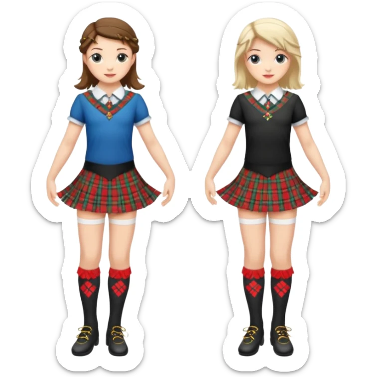 Highland dancing argyle just over the knee socks, tartan miniskirt and highland dancing shoes sticker