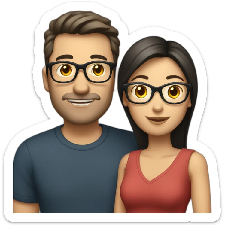 Caucasian-couple-with-dark-hair-woman-with-glasses sticker
