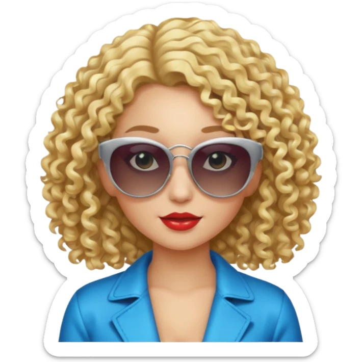 fancy blonde curly hair girl with sunglasses and night club outfits sticker
