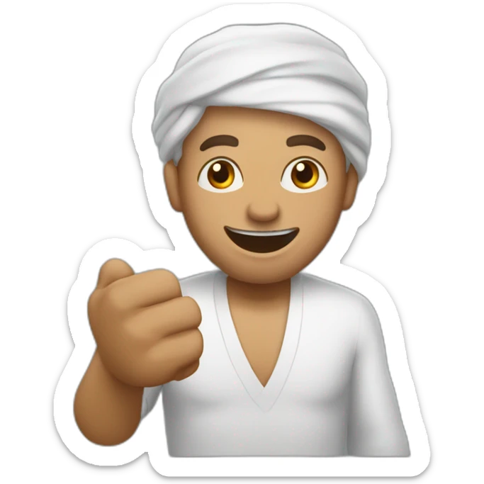 a morrocain man who pointed in front of him with a protein in his hand without laughing sticker