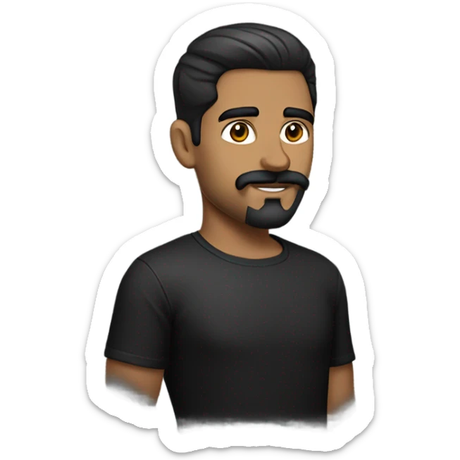 boy wearing black t shirt has mustache and beard looks armenian and has slick back hair sticker