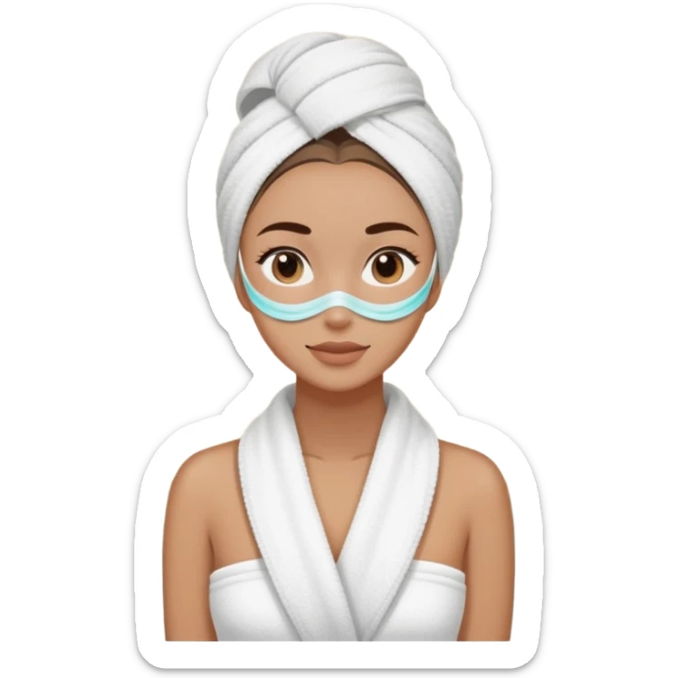 Girl in a spa with a face mask on and a towel on her hair sticker