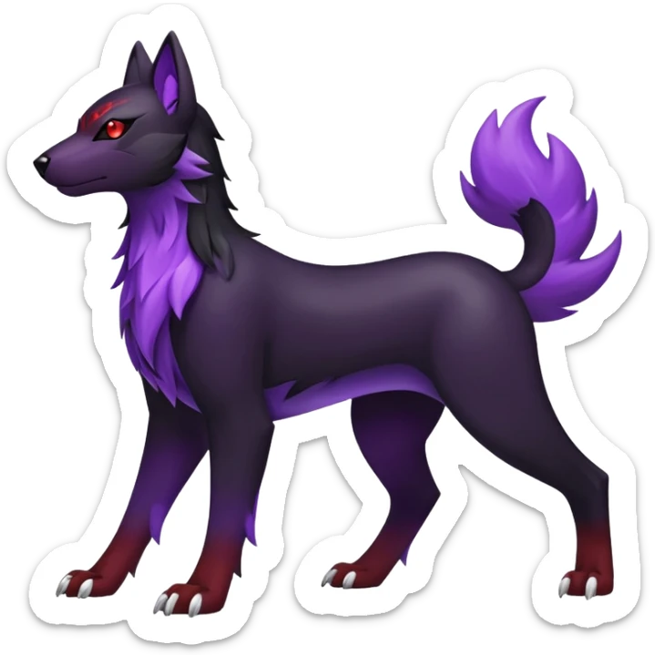 Shiny Exotic Excessive Mysterious Houndour-Poochyena-Pokémon-Fakémon-hybrid-creature (full body) sticker