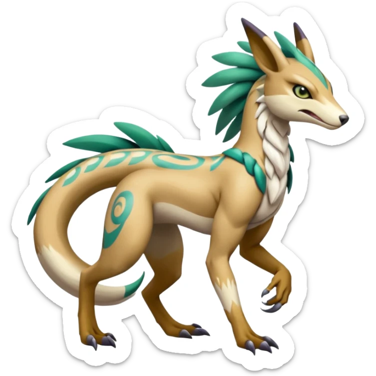 Tribal Exotic Meloetta-Sergal-Palkia-hybrid-fusion-Fakémon-creature, full body sticker