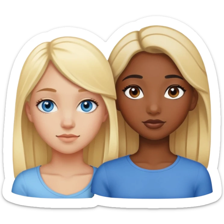 Best friends girl. Black girl black eyes blonde girl blue eyes sticker