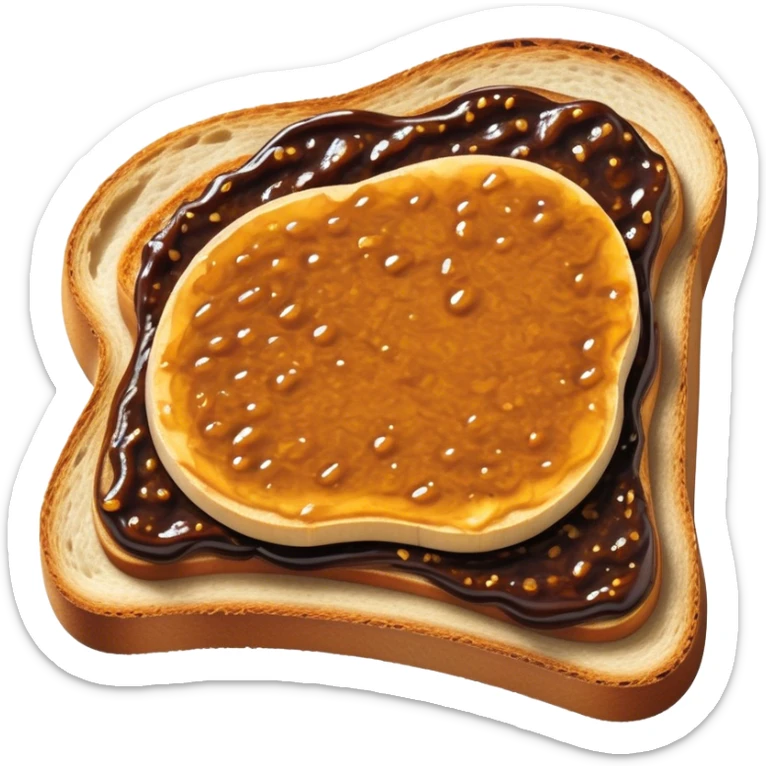 Vegemite on Toast Cinematic Realistic Vegemite on Toast Dish Emoji, depicted as a toasted slice of bread generously spread with Vegemite, rendered with warm textures and crisp details that capture its uniquely Australian flavor. sticker
