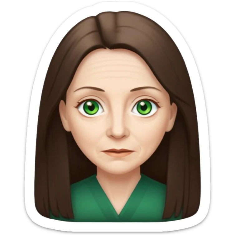 Pretty older woman with green eyes and long straight Ash-brown hair  sticker