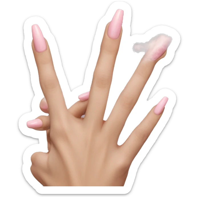 feminine pale hand with baby pink nails holding smoking palo santo realistic soft textures sticker