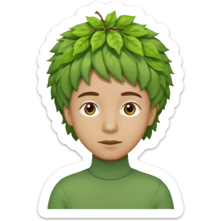 The Tree of Wisdom of The Wiggles with light skin, brown eyes, green leaves wig and, green skivvy shirt, light brown pants sticker