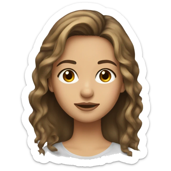 A girl with mid length brunette hair with a bit of blonde highlights hazel eyes and lashes  sticker