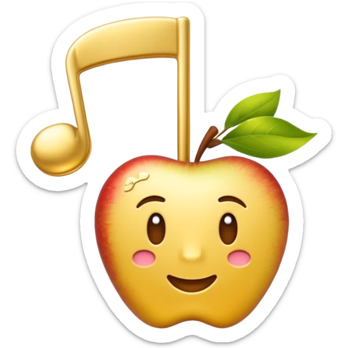 drei musiknoten in goldfarben ähnlich dem apple noten-emoji sticker