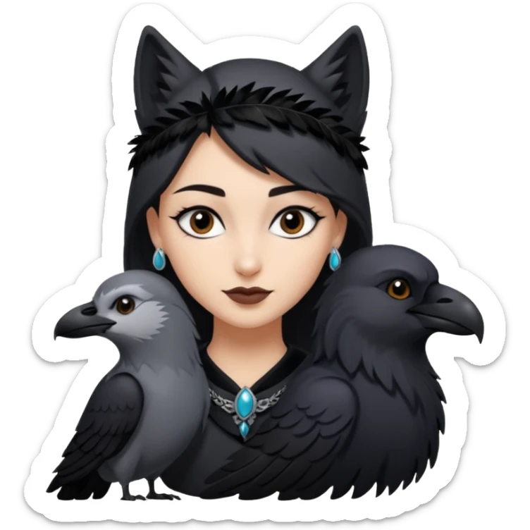 Black aly is the wife of cregan stark and looks like Hande Erçel. She had a raven and a wolf around her  sticker