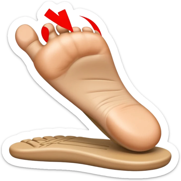 emoji of a human foot pressing on the ground, with two short curved pressure lines under the sole to show the weight and pressing effect, simple cartoon style sticker