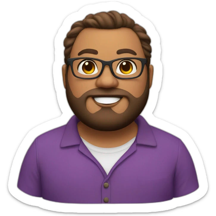 Memoji of a fat guy that uses glasses and an earring brow hair and beard sticker
