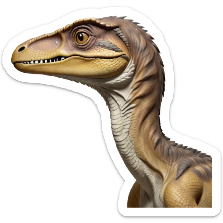 Beautiful and Majestic jurassic park Velociraptor Portrait Emoji, Head and body rendered in serene repose with a subtle, confident smile, showcasing a lithe, agile form with a refined, noble snout and eyes softly closed in tranquil contemplation, Simplified yet exquisitely endearing features, highly detailed, glowing with a soft, drowsy prehistoric light, high shine, relaxed and utterly majestic, stylized with an air of timeless dinosaur elegance, soft glowing outline, capturing the essence of a beautiful and majestic jurassic park Velociraptor that embodies the legendary spirit of jurassic park Park dynamics! sticker