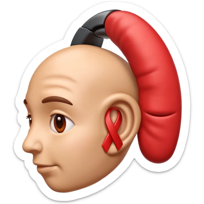 3D iPhone style emoji of a human ear with a red X mark on top, symbolizing no listening or muted, realistic ear texture, isolated on white background, soft shadows, high detail, playful and cute. sticker