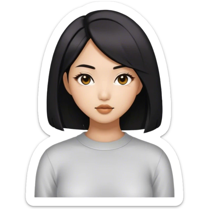 An Asian girl with a baddie style, middle-parted bob hair, and a sexy vibe. sticker