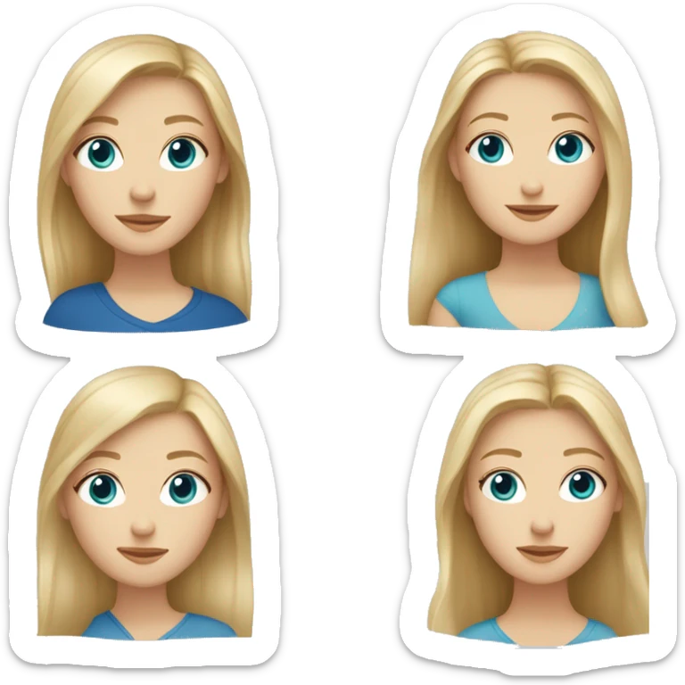 a white girl with blonde hair and blue eyes with a white girl who has brown hair and light brown eyes.  sticker