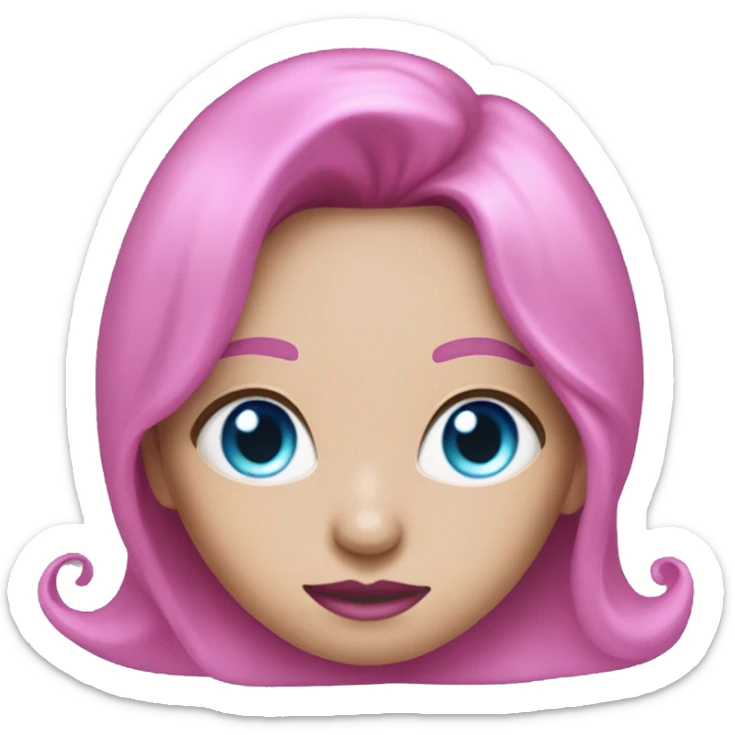 magical diva with thin pink andromedan skin long hair and blue eyes glowing third eye sticker