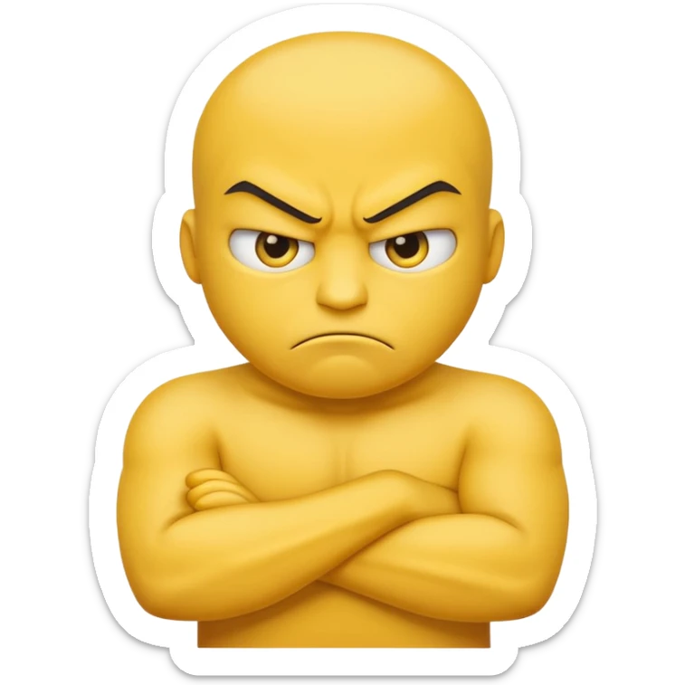 the yellow angry face emoji with arms crossed over each other in front sticker