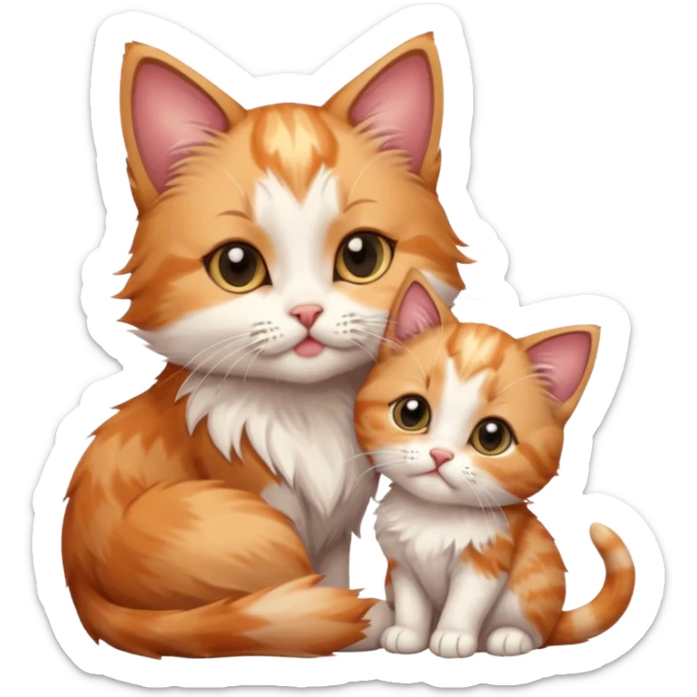 Kitten kissing mommy on the eye with affection and lots of cuteness sticker