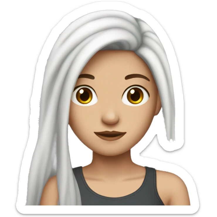 White teenage girl with long dark brown hair & freckles  sticker