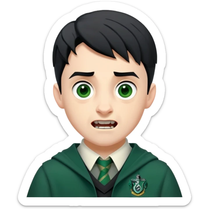 Jamie Yeates is Marcus Flint in harry potter, wear hogwarts slytherin uniform, short black hair, bulky face, often grimacing and showing teeth growl menacingly sticker