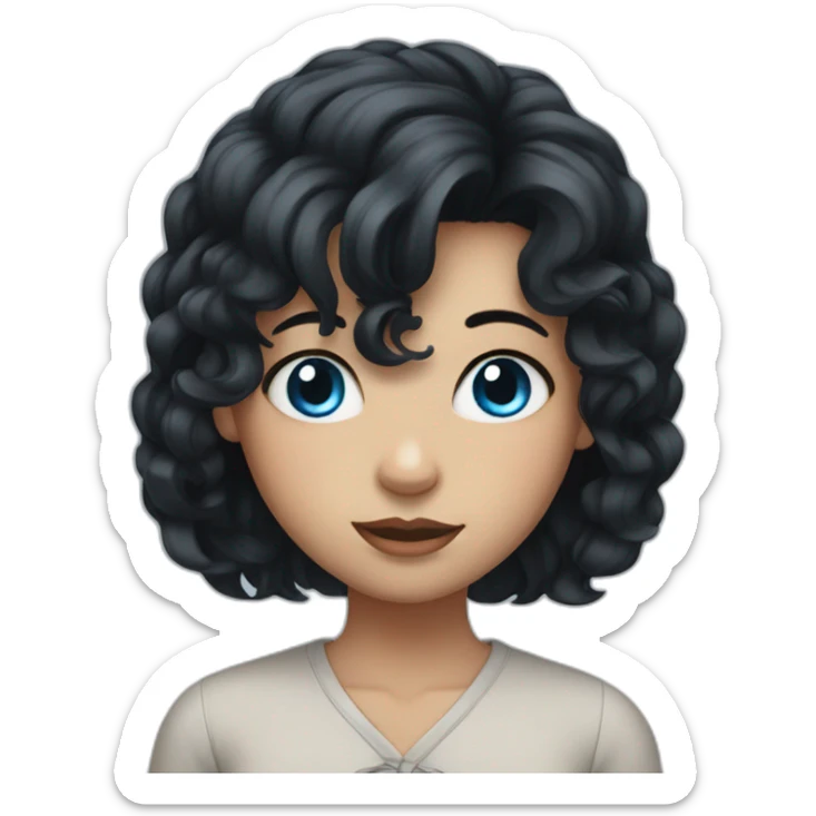 Girl with black hair and blue eyes and her hair is tied sticker