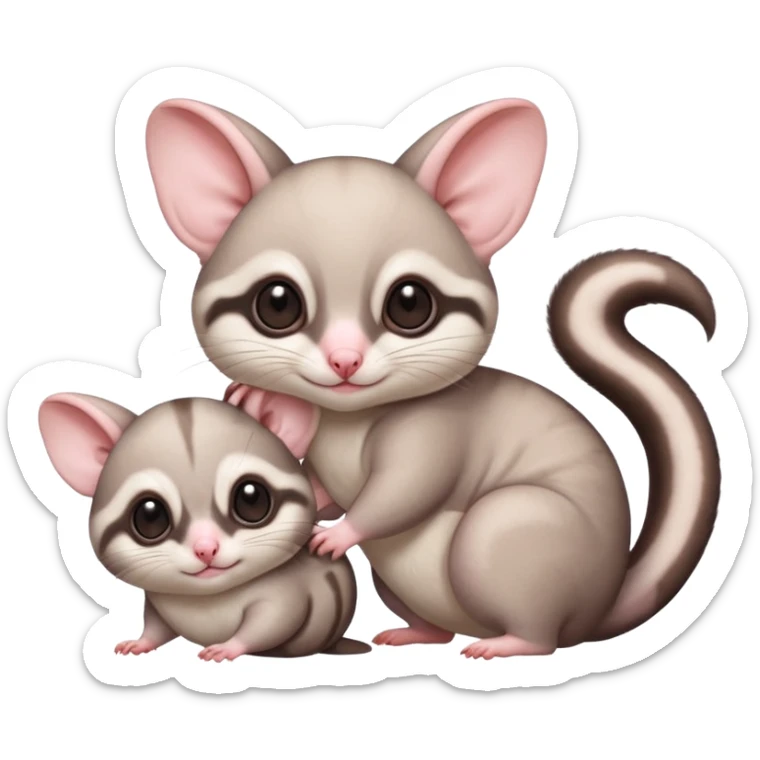 Fat and cute Japanese sugar glider  white. A mom anda a baby one very fat and cute sticker