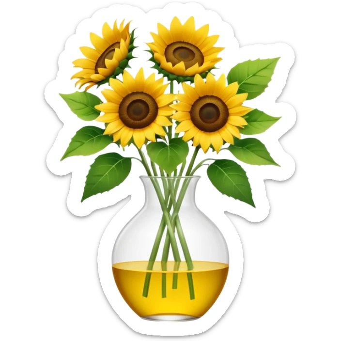 sunflower bouquet in a clear vase with scandinavian minimalist vibe sticker