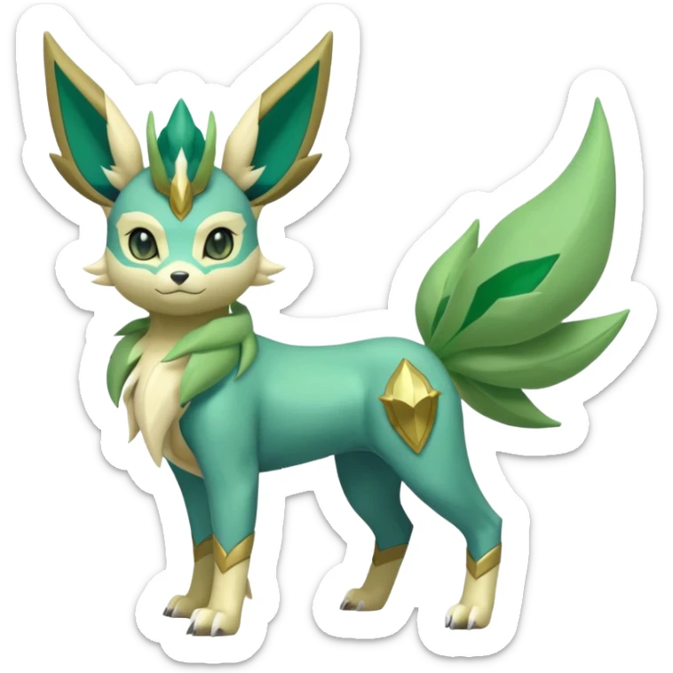 Shiny 4-legged Virizion-Leafeon-Amaura-Cobalion-fusion, full body sticker