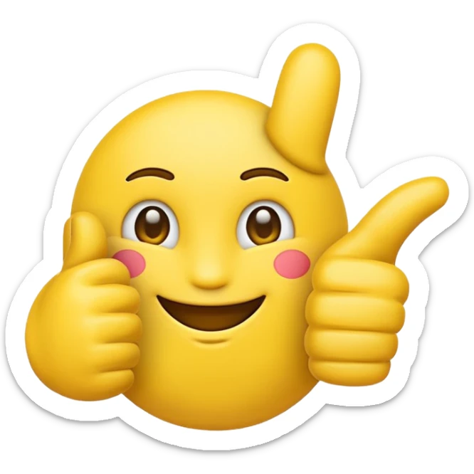 the emoji thumbs up's outline traced with an emoji thumbs up sticker
