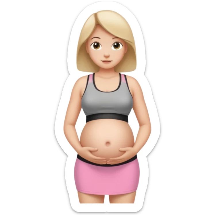 Pregnant girl wearing mini skirt and sport clothes sticker