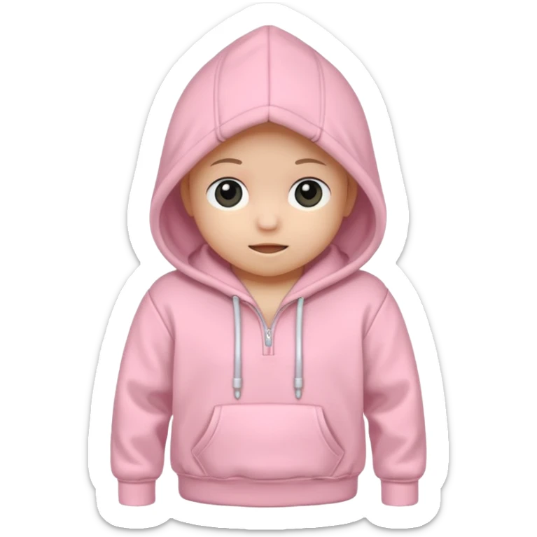 baby pink colour hoodie with hood emoji sticker