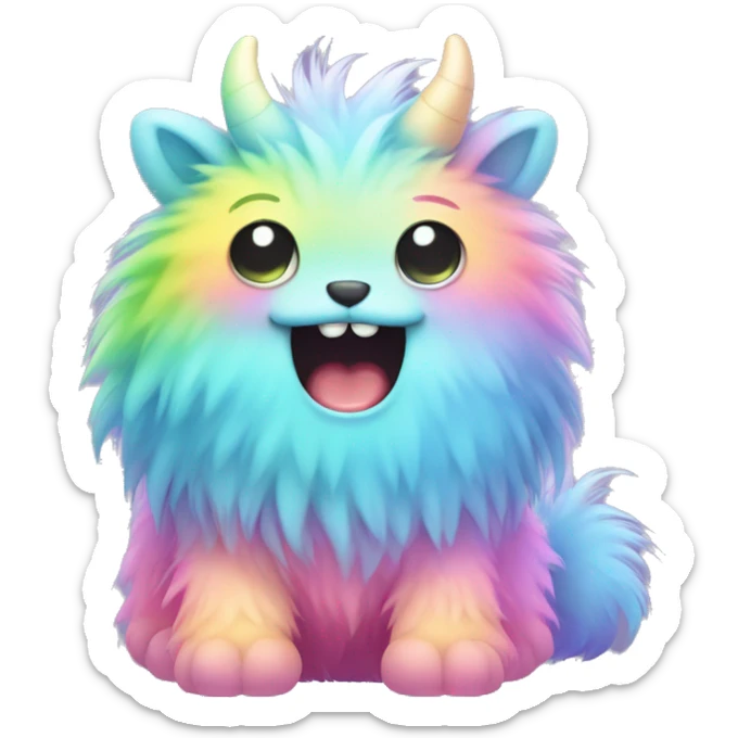 Cute little rainbow pastel furry monster kawaii sticker