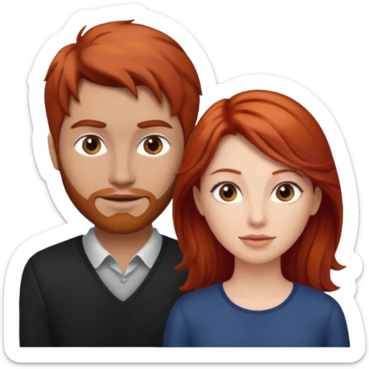 en base a esto👩🏻‍❤️‍💋‍👨🏻, hacer mujer pelirroja y hombre con pelo café sticker