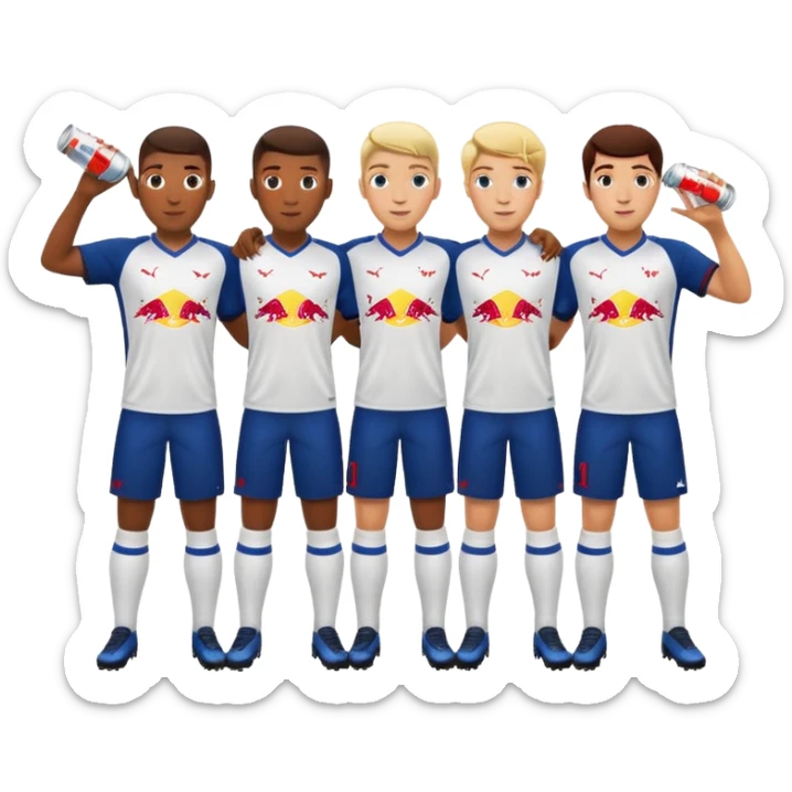 Red bull energy drink imogi for soccer players drinking red bull energy drink while playing soccer sticker