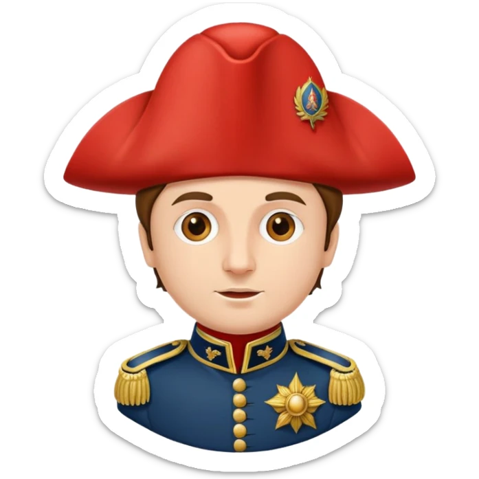 tomato wearing Napoleon Bonaparte's bicorne hat and military officer uniform sticker