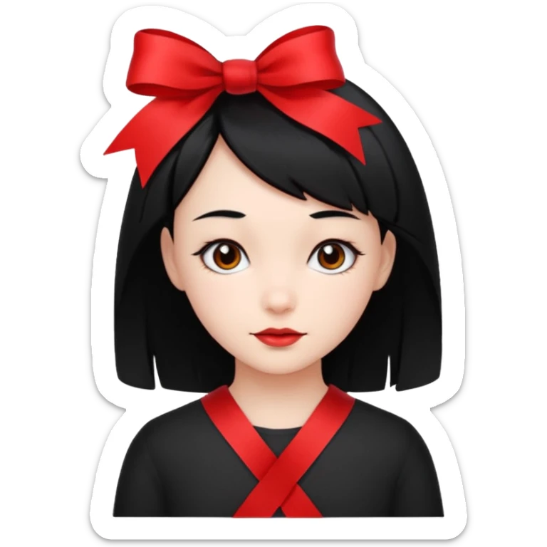 girl that have a red ribbon in her hair the hair is black  sticker