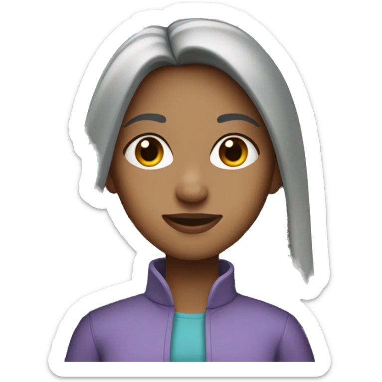 Girl with long straight gray hair parted in the middle sticker