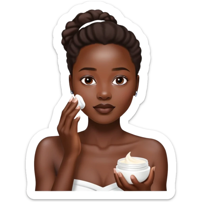 Lupita Nyong'o bare shoulders applying face cream skin care sticker
