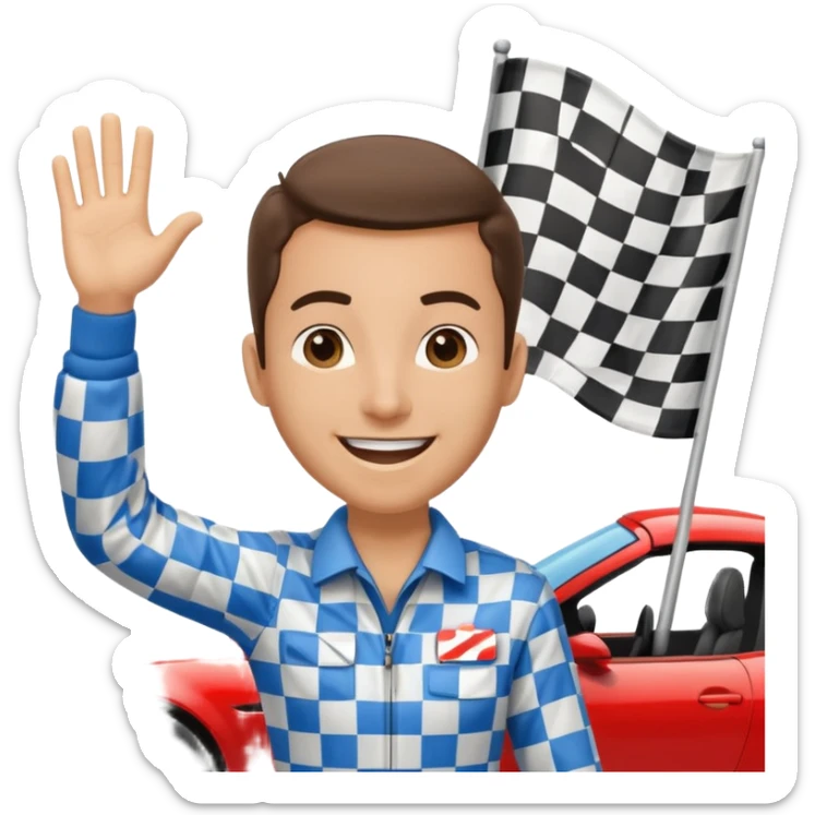 SONO UN DIRETTORE DI GARA AUTO E SBANDIERO CON LA BANDIERA A SCACCHI PUOI GENERARE MENTRE SBANDIERO AUTO sticker