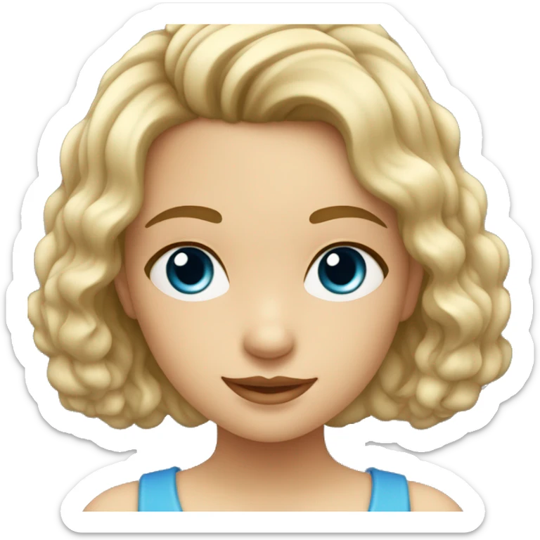 niña de piel blanca con pelo rubio liso muy corto ojos azules sticker