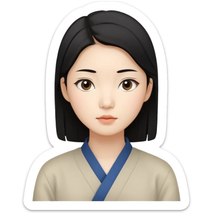 Korean woman, East Asian features,
female human face avatar only,
headshot portrait, face only,
thoughtful and calm expression, sensitive mood,
neutral face, minimal expression,
natural black hair, simple hairstyle,
clean background,
no clothes, no body, no accessories,
no cartoon, no fantas sticker
