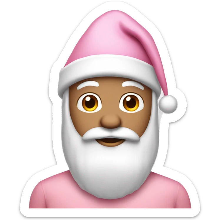 white raced santa wearing a light pink santa suit and a light pink santa hat  sticker