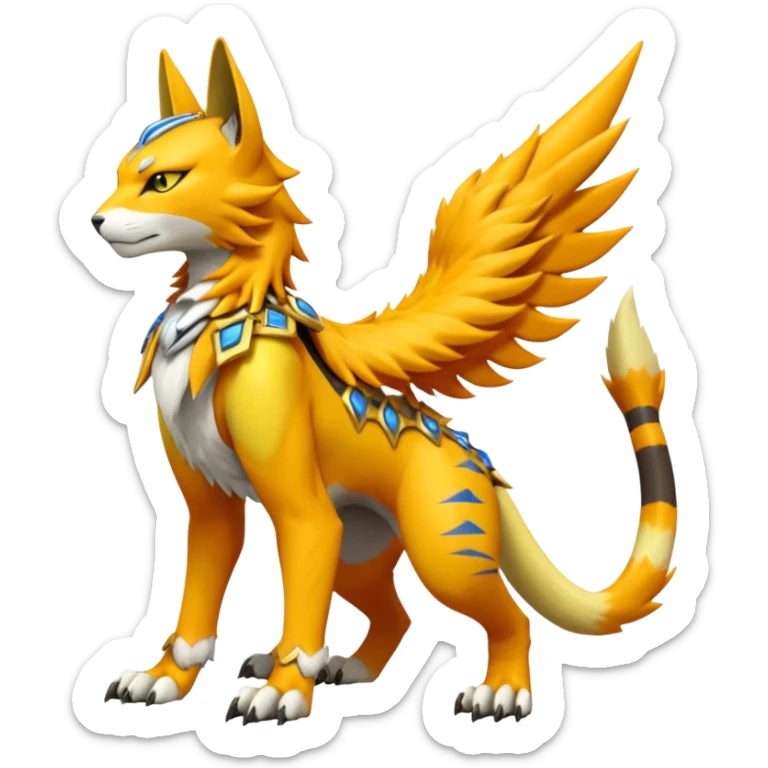 Vernid-Lombax-Koraidon-Renamon-Zeraora-Bastet-Fakémon-Digimon-fusion-creature, full body sticker