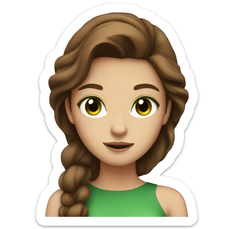 very beautiful girl with brown hair and green eyes  sticker