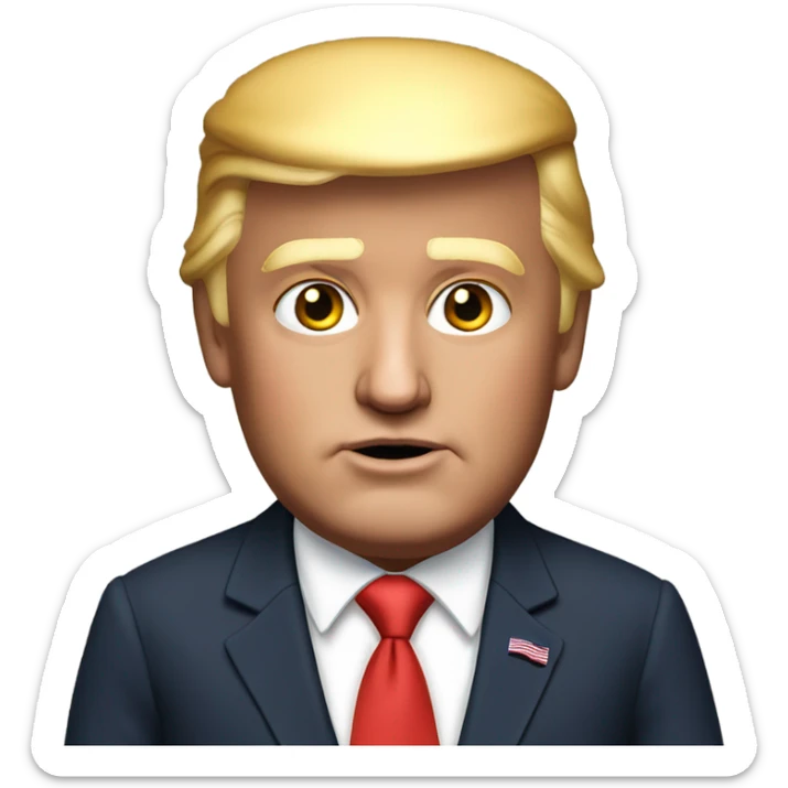 The president "Donald Trump", all the specific facial characteristics are there and he looks exactly like it, extremely photorealistic, very well made sticker
